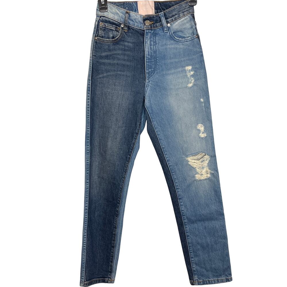 Revice Size 24 Blue Yin Yang Colorblock Skinny Jeans‎ Streetwear Boho Festival